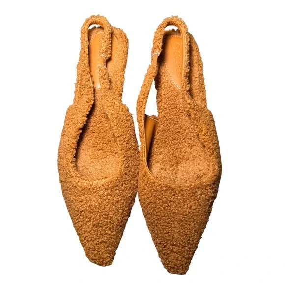 Coutgo Teddy Kitten Heels 8.5 Brown Slingback Pumps - Picture 2 of 4